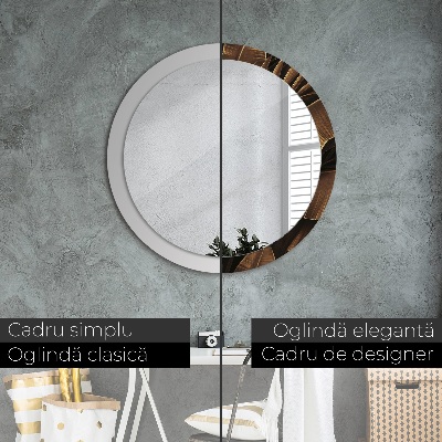 Miroir rond avec décoration Feuilles de bananier brunes