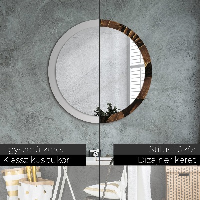 Miroir rond avec décoration Feuilles de bananier brunes