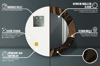 Miroir rond avec décoration Feuilles de bananier brunes