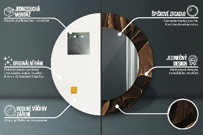 Miroir rond avec décoration Feuilles de bananier brunes