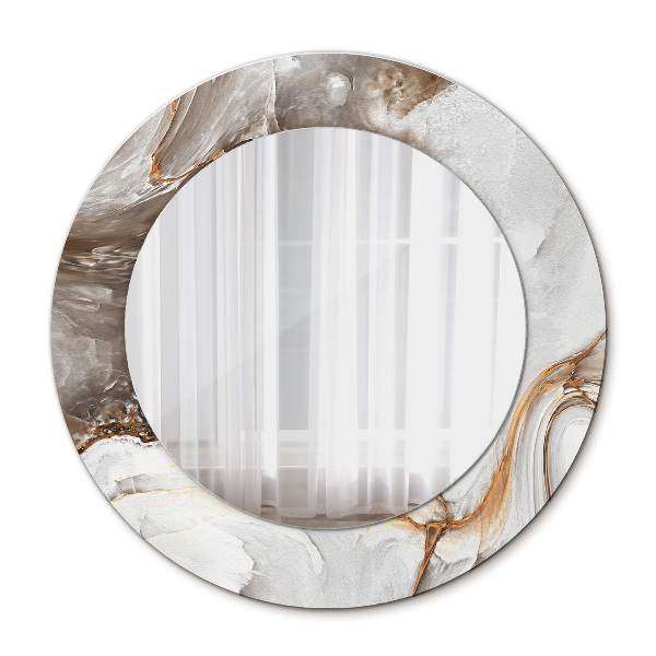 Miroir rond imprimé Marbre clair