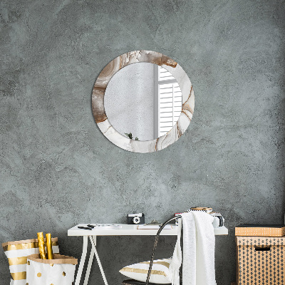 Miroir rond imprimé Marbre clair