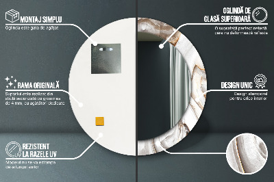 Miroir rond imprimé Marbre clair