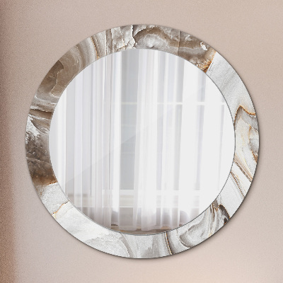 Miroir rond imprimé Marbre clair
