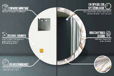 Miroir rond imprimé Marbre clair