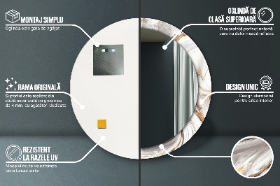 Miroir rond imprimé Marbre clair