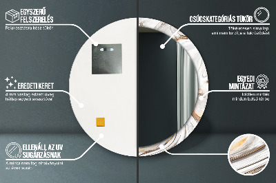Miroir rond imprimé Marbre clair
