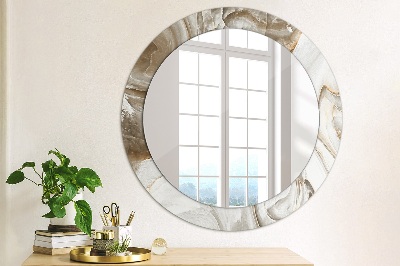 Miroir rond imprimé Marbre clair
