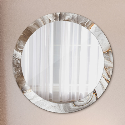 Miroir rond imprimé Marbre clair