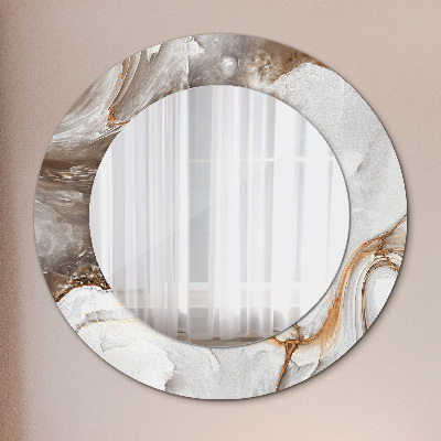 Miroir rond imprimé Marbre clair