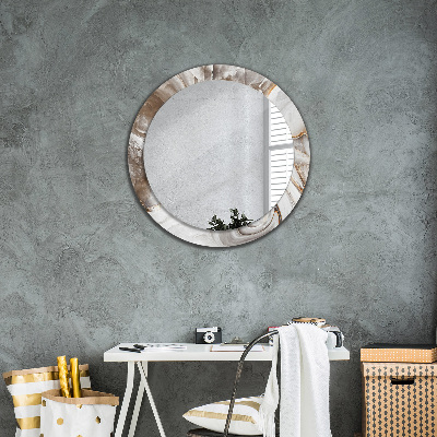 Miroir rond imprimé Marbre clair
