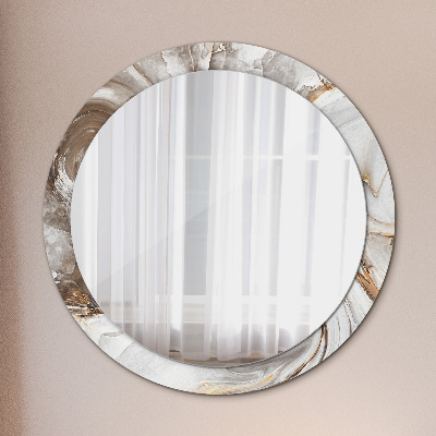 Miroir rond imprimé Marbre clair