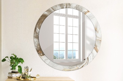 Miroir rond imprimé Marbre clair