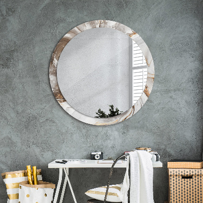 Miroir rond imprimé Marbre clair