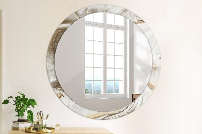 Miroir rond imprimé Marbre clair