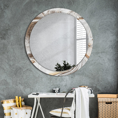 Miroir rond imprimé Marbre clair