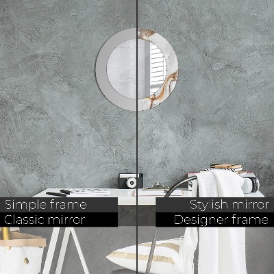 Miroir rond imprimé Marbre clair