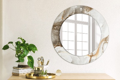 Miroir rond imprimé Marbre clair