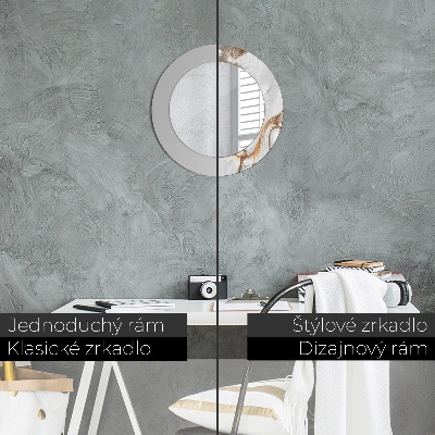 Miroir rond imprimé Marbre clair