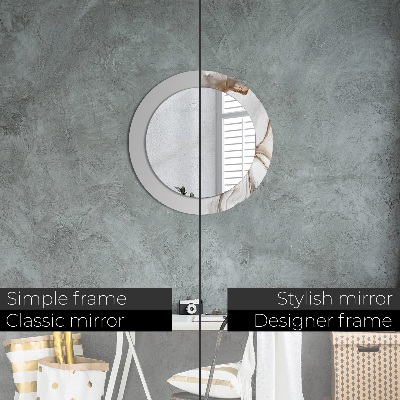 Miroir rond imprimé Marbre clair