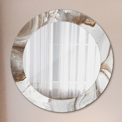 Miroir rond imprimé Marbre clair