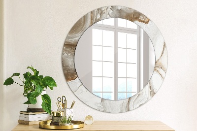 Miroir rond imprimé Marbre clair