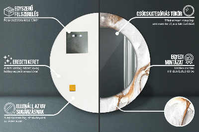 Miroir rond imprimé Marbre clair