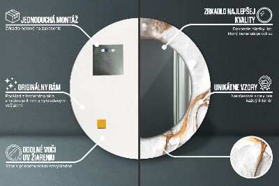 Miroir rond imprimé Marbre clair