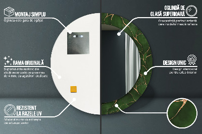 Miroir rond avec décoration Feuille abstraite