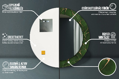 Miroir rond avec décoration Feuille abstraite