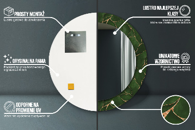 Miroir rond avec décoration Feuille abstraite