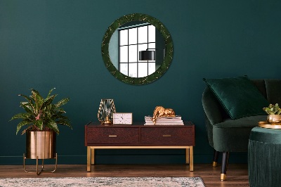 Miroir rond avec décoration Feuille abstraite