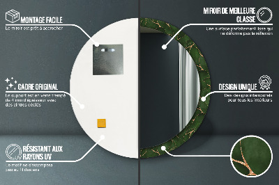 Miroir rond avec décoration Feuille abstraite