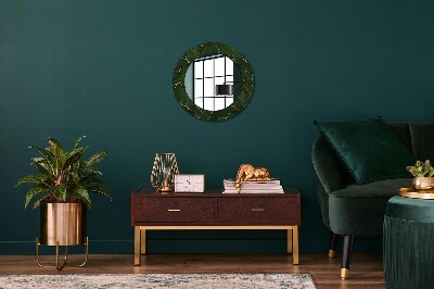 Miroir rond avec décoration Feuille abstraite