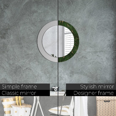 Miroir rond avec décoration Feuille abstraite