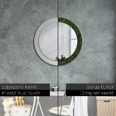 Miroir rond avec décoration Feuille abstraite
