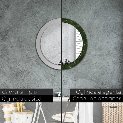 Miroir rond avec décoration Feuille abstraite