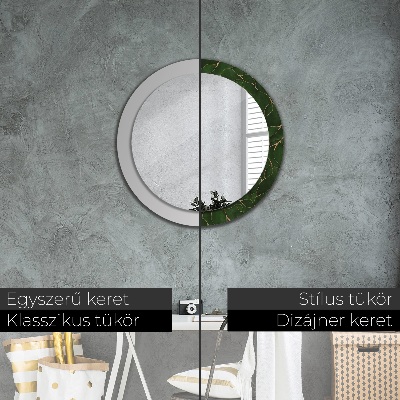 Miroir rond avec décoration Feuille abstraite