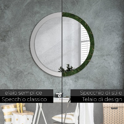 Miroir rond avec décoration Feuille abstraite