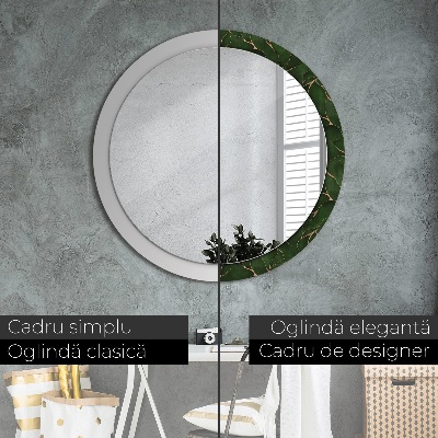 Miroir rond avec décoration Feuille abstraite