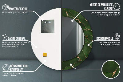 Miroir rond avec décoration Feuille abstraite