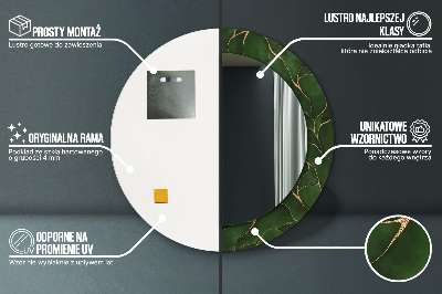 Miroir rond avec décoration Feuille abstraite