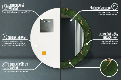 Miroir rond avec décoration Feuille abstraite