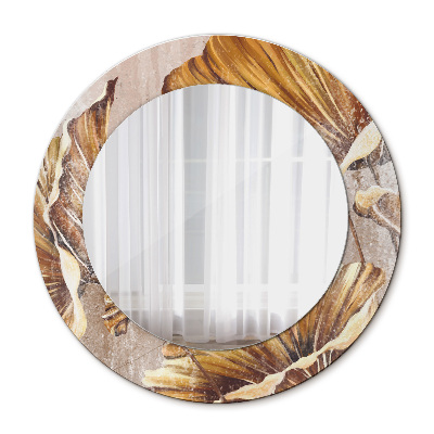 Miroir rond imprimé Feuilles d'or