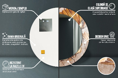 Miroir rond imprimé Feuilles d'or