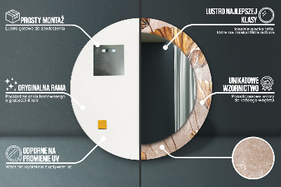 Miroir rond imprimé Feuilles d'or