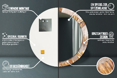 Miroir rond imprimé Feuilles d'or