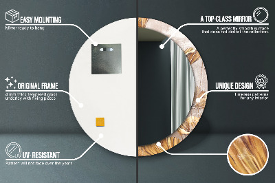 Miroir rond imprimé Feuilles d'or