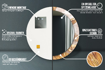 Miroir rond imprimé Feuilles d'or