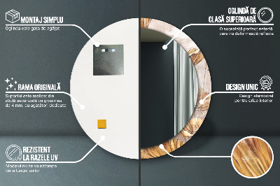 Miroir rond imprimé Feuilles d'or